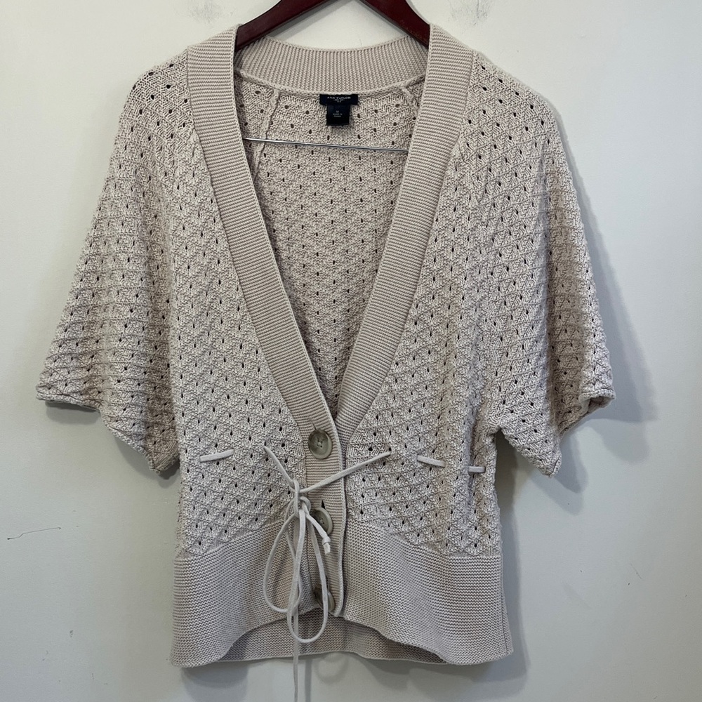 Ann Taylor Women's Short Sleeve Open Knit Cardigan Size Medium - Picture 1 of 8